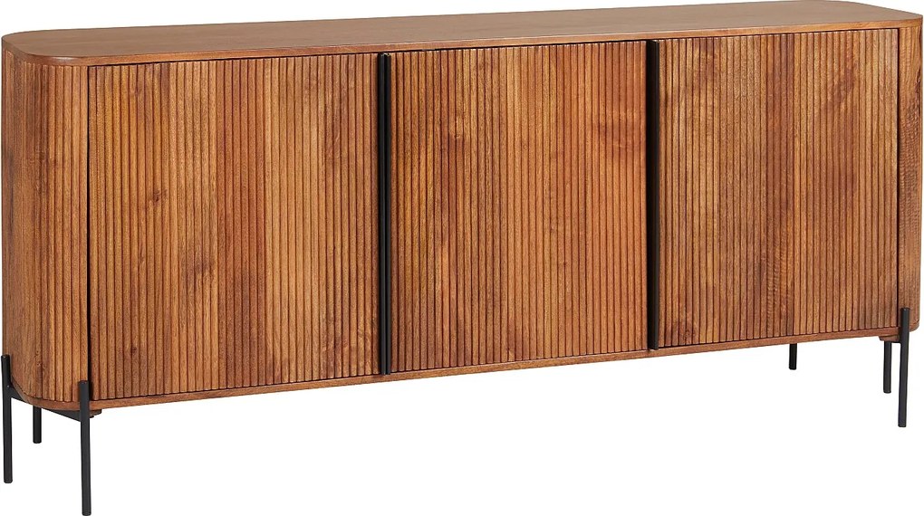 Komoda 3-drzwiowa z drewna mangowca i metalu - Naturalny i czarny - BALIMELA