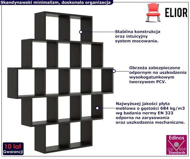 Czarny regał wiszący lub stojący - Devios
