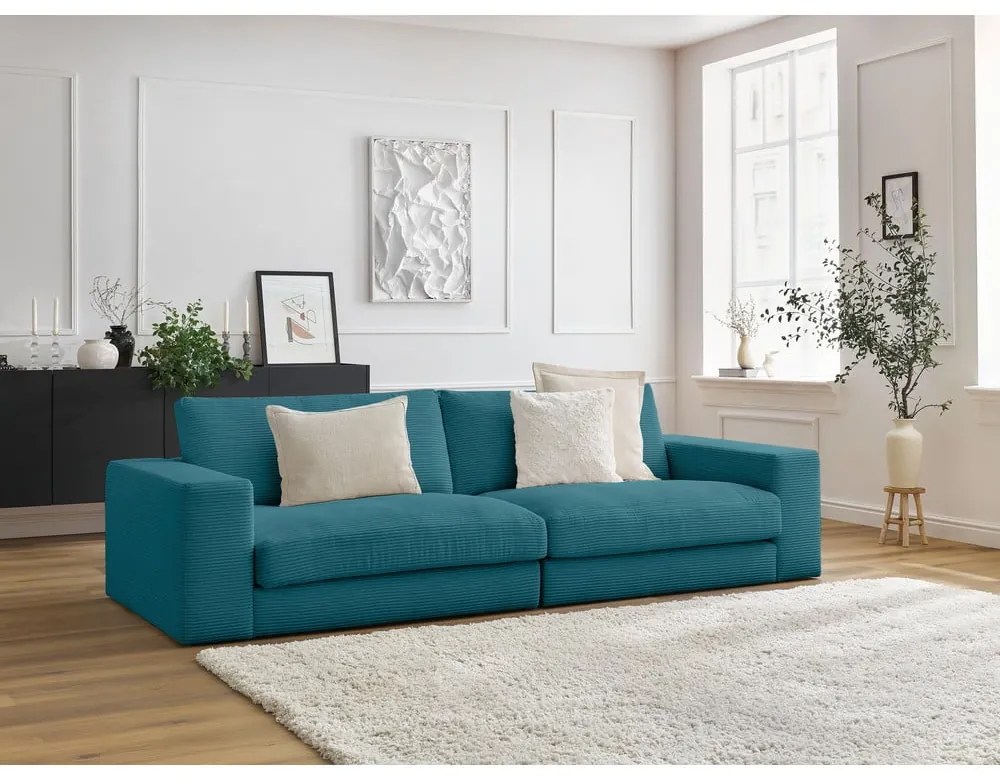 Niebieska sztruksowa sofa 274 cm Leonard – Bobochic Paris