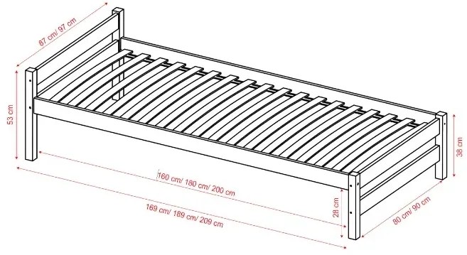 Łóżko młodzieżowe KOX-BED 80x180 sosna naturalna KOCOT KIDS
