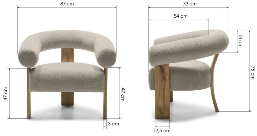 Biały designerski fotel KOKEI, dąb