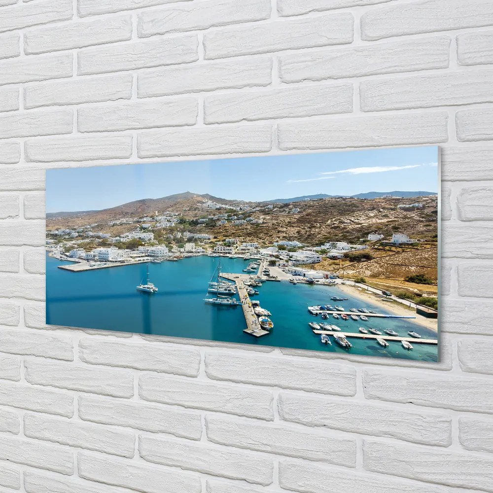 Panel Szklany Malownicze Miasto na Greckim Wybrzeżu