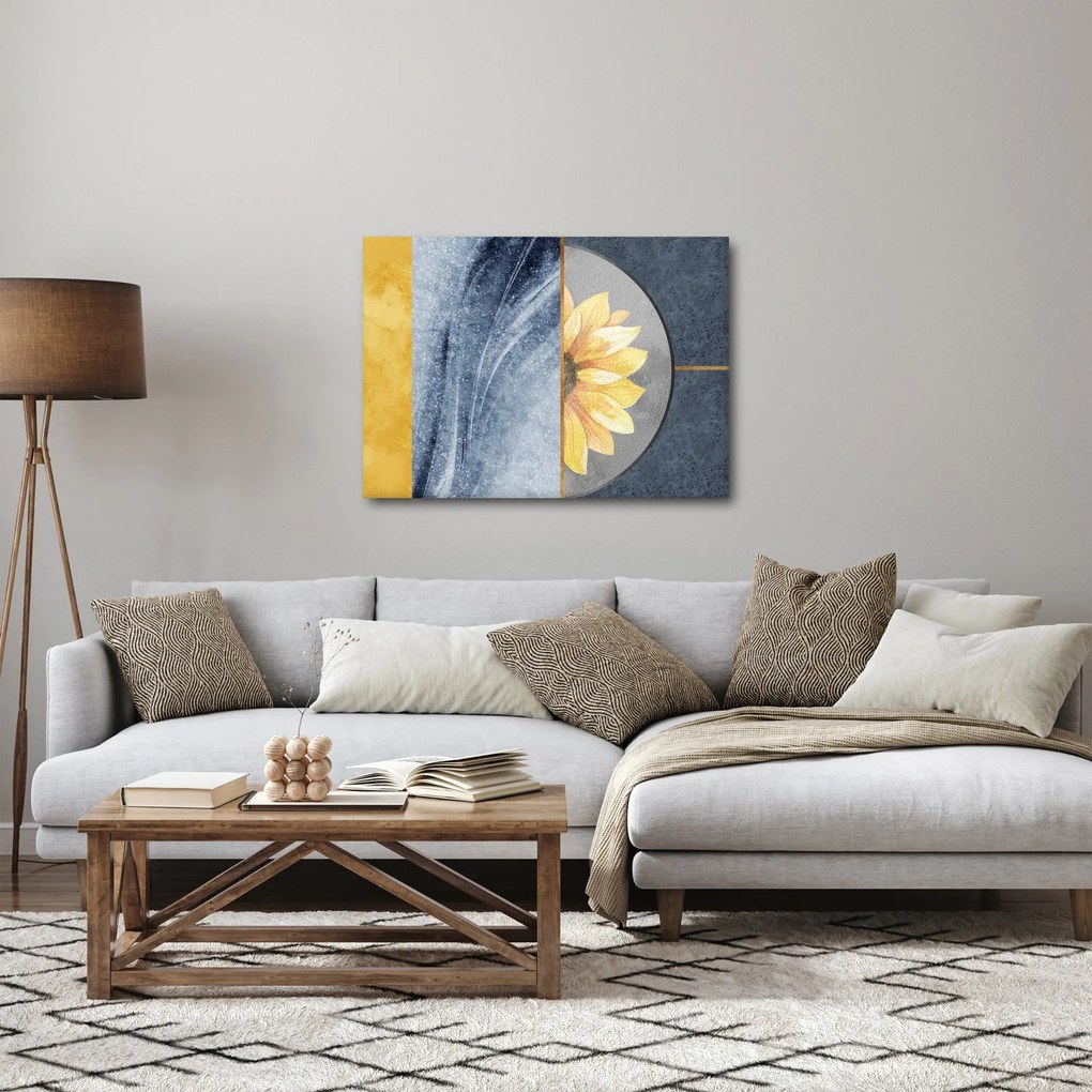 Obraz - Kształty i kwiat (70x50 cm)