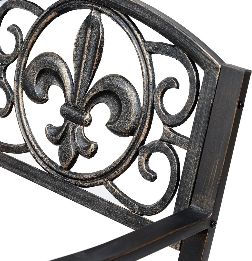 Outsunny Krzesło Bujane Ogrodowe Metalowe Antyczny Styl Brązowe Wygodne Siedzisko 60x73x85cm | Aosom PL