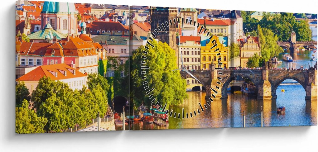 Obraz - Praga II. (z zegarem) (90x30 cm)