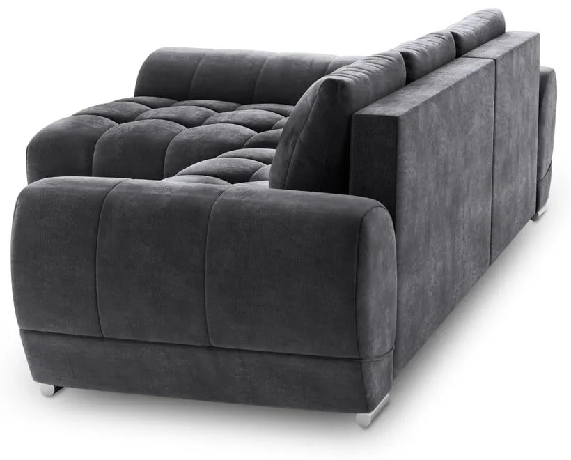 Ciemnoszary rozkładany narożnik z aksamitnym obiciem Windsor &amp; Co Sofas Nuage, lewostronny