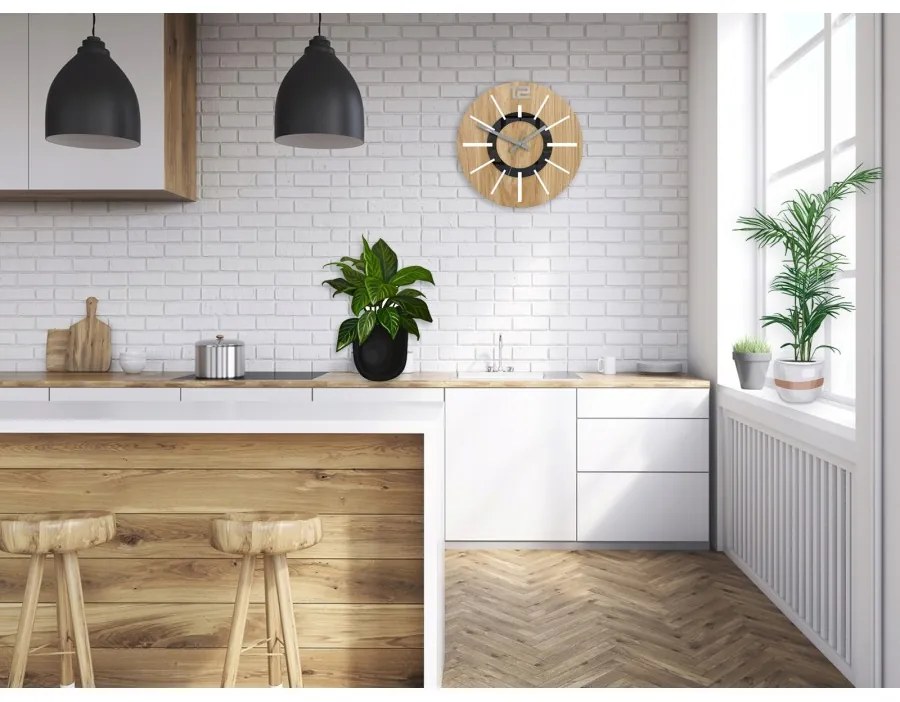 Zegar na ścianę nowoczesny drewniany z cichym mechanizmem okrągły solidny