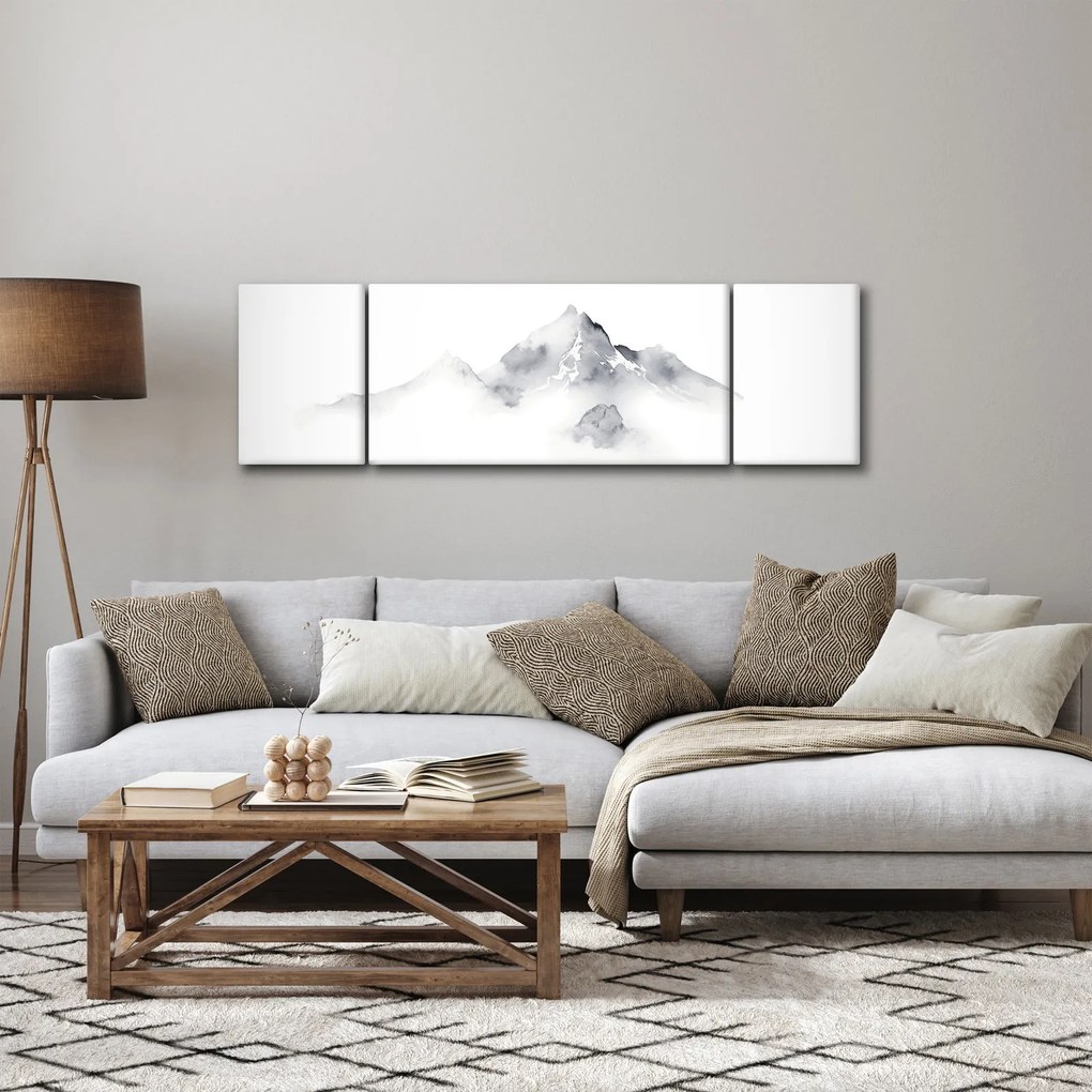 Obraz - Obraz gór namalowany tuszem (170x50 cm)