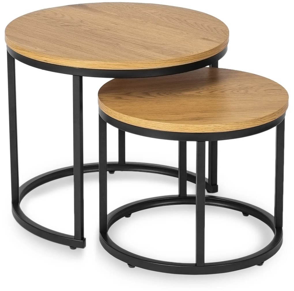 Zestaw Stolików Kawowych DELIA 43 cm/53 cm Dąb Złoty Nowoczesny Loft
