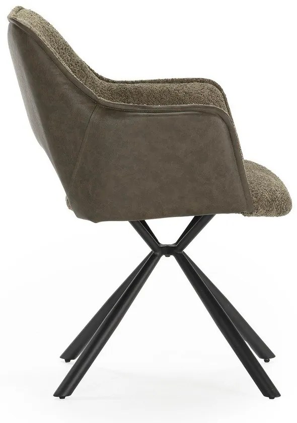 Zielone tapicerowane fotele jadalniane zestaw z podłokietnikami 2 szt. Mariel – Marckeric