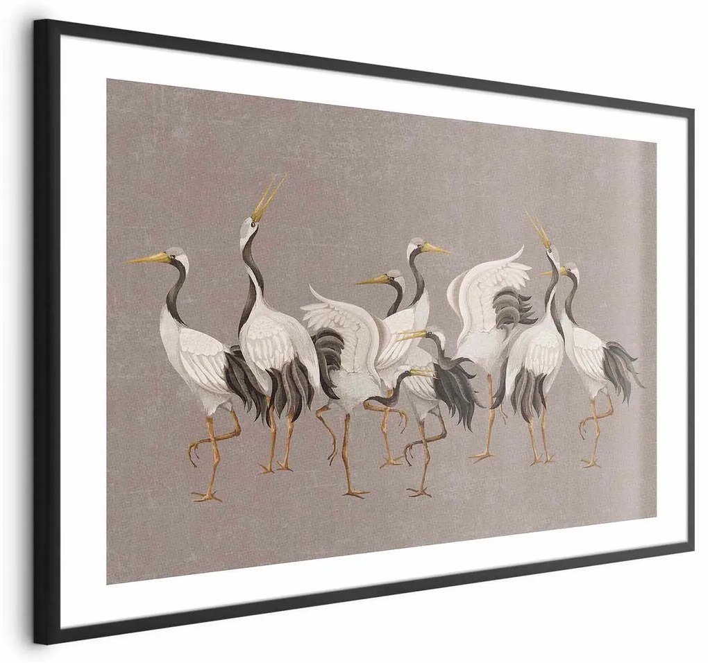 Plakat Taniec żurawi 42x29,7 cm z ramą czarną z marginesem ARTGEIST B