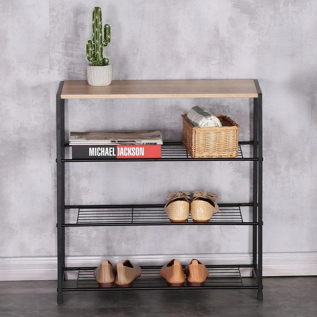 Półka na buty GD-414 OAK Leik, 4 półki, 63 x 30 x 63,5 cm, 4 piętra