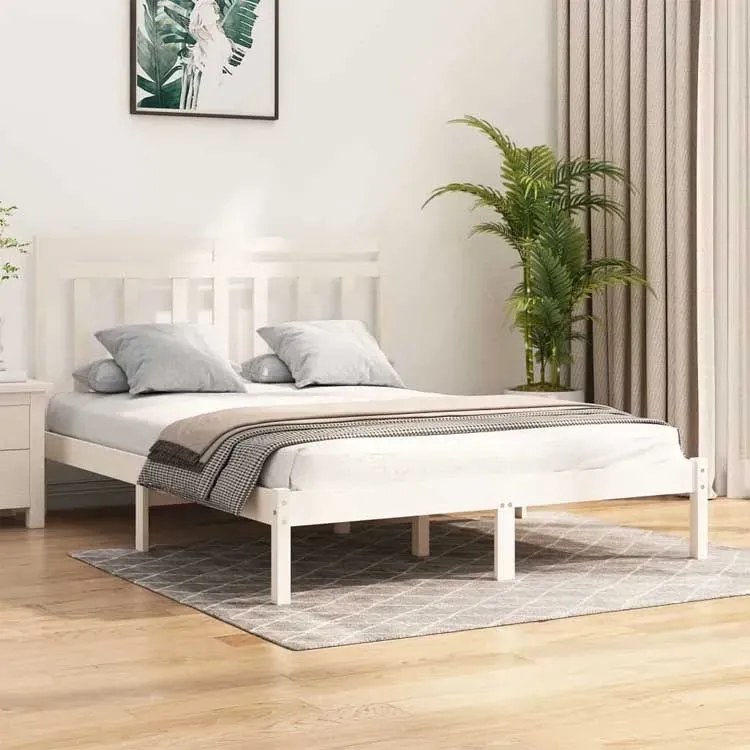 Dwuosobowe białe drewniane łóżko 160x200 - Miva 6X