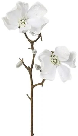 Sztuczna ośnieżona Magnolia biały, 49 cm