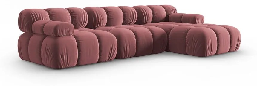 Różowa aksamitna sofa 285 cm Bellis – Micadoni Home