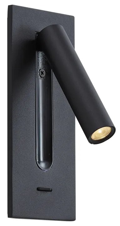 Nowoczesny Kinkiet / Lampa scienna czarny z LED - Plaza Nowoczesny Oswietlenie wewnetrzne