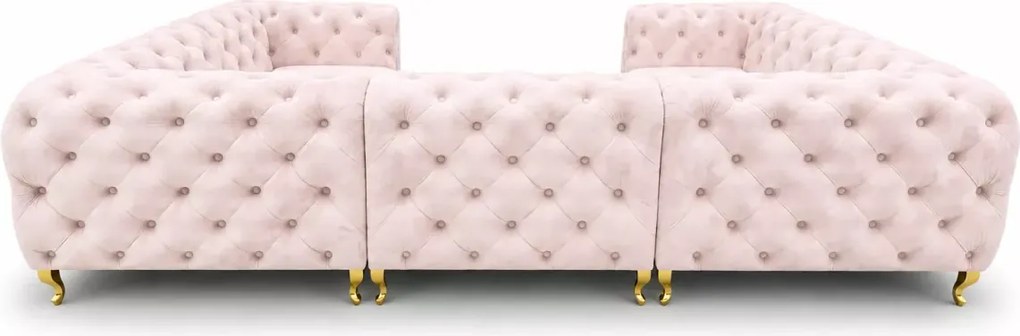 Luksusowy narożnik Chesterfield Moet U z ergonomicznym siedziskiem
