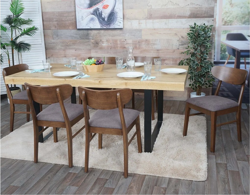 Krzesło do jadalni MCW-M59 (zestaw 6 sztuk),  ciemna rama, taupe