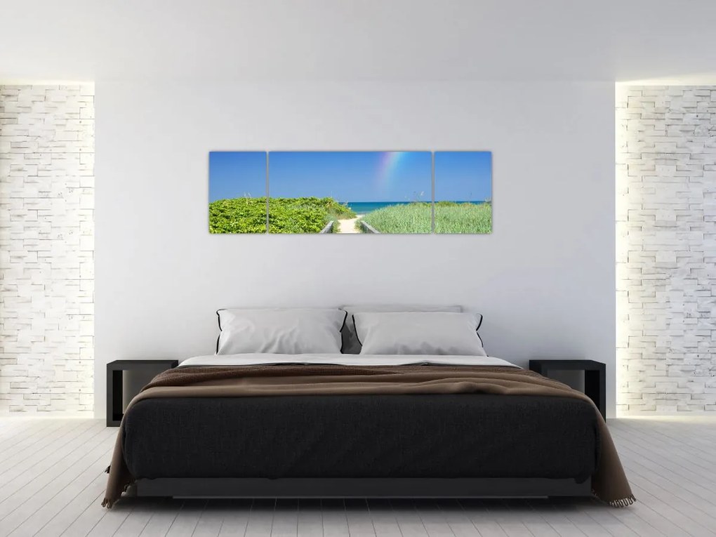 Obraz - Krajobraz i tęcza (170x50 cm)