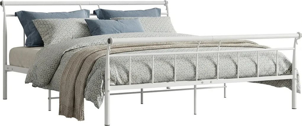 Białe metalowe łóżko małżeńskie 160x200 cm Z7-D96