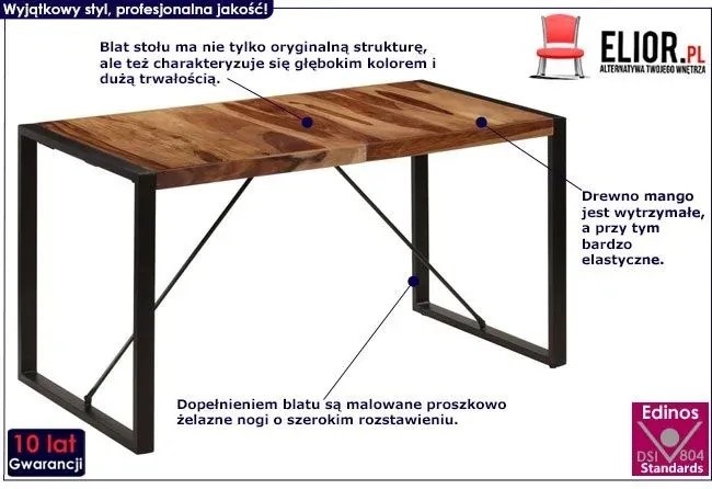 Brązowy stół z drewna sheesham 70x140 – Veriz 3X