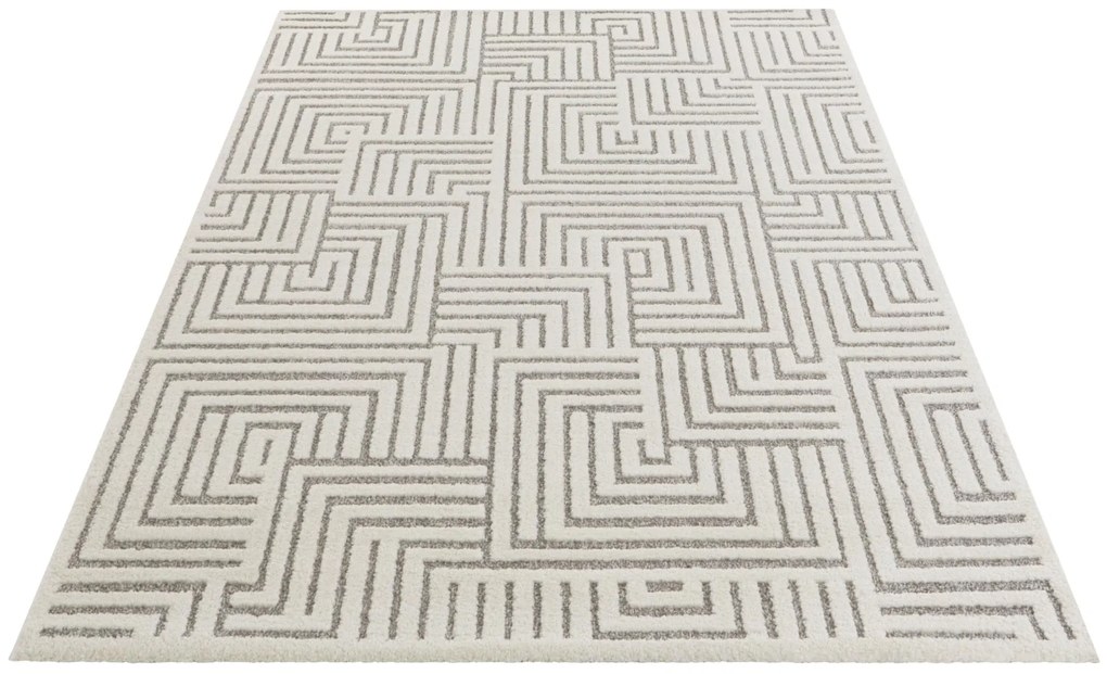 Dywan nowoczesny New York Geometria 3D kremowo-szary 120 cm x 170 cm