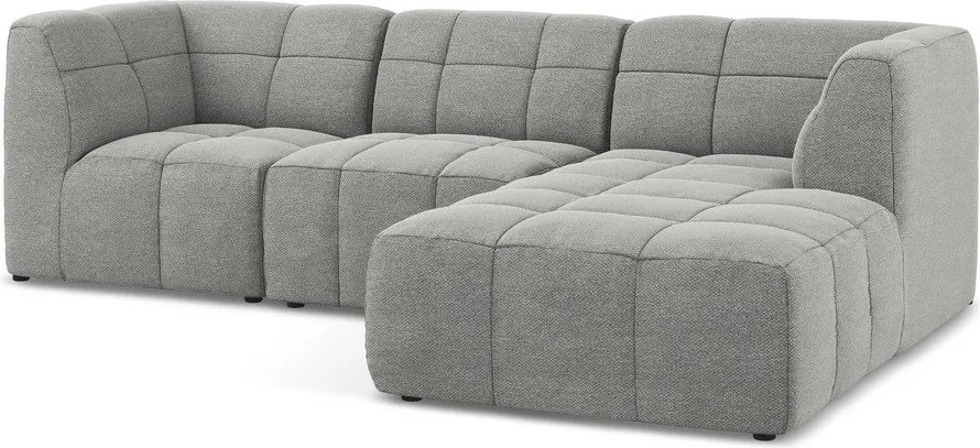 Szary narożnik z materiału bouclé (prawostronny/z szezlongiem) Aloha – Makamii