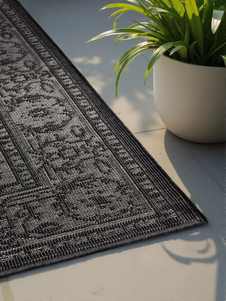 Dywan zewnętrzny dwustronny Duet czarno-kremowy 160 cm x 230 cm