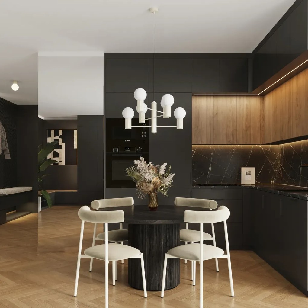 Żyrandol HALO 6 beżowy ryflowany SOLLUX  LIGHTING