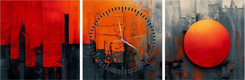 Obraz - Abstrakcyjny obraz miasta (z zegarem) (90x30 cm)