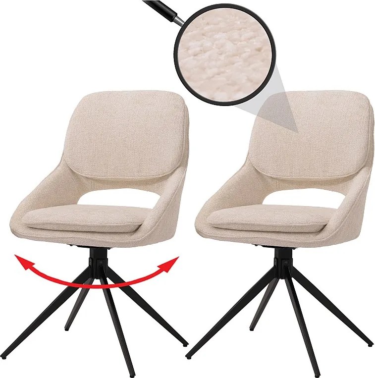 Krzesło do jadalni MCW-N73 (zestaw 2 sztuk),  kremowo-beżowy