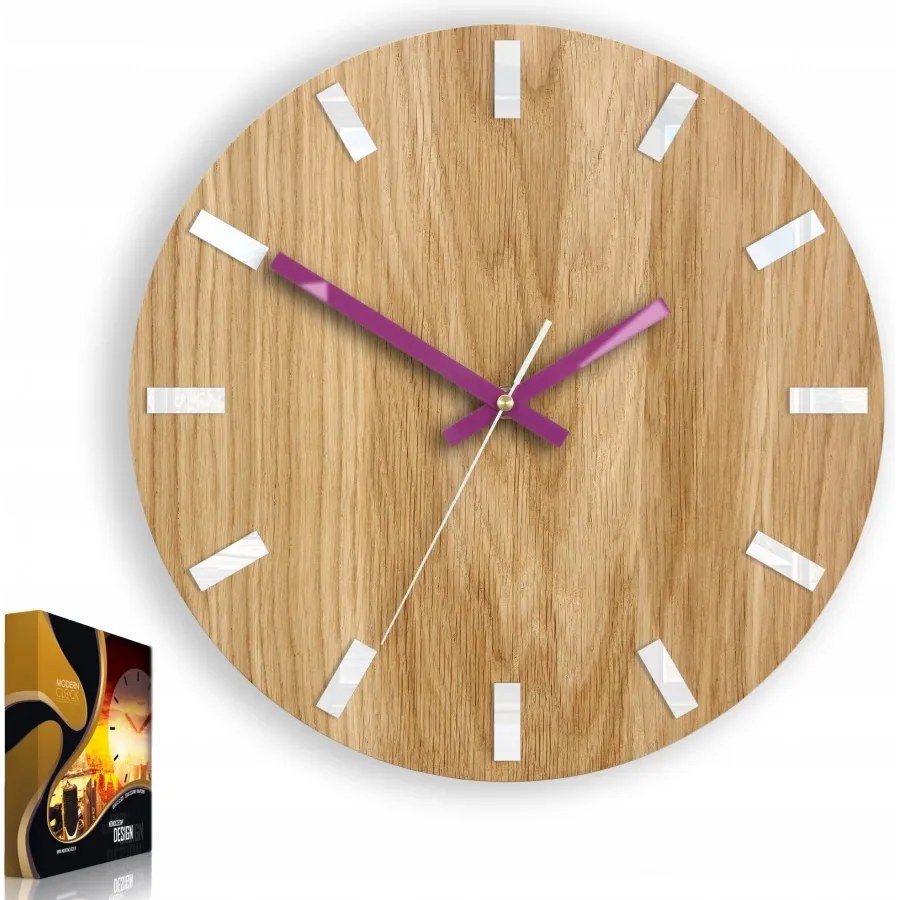 Zegar na ścianę nowoczesny drewniany z cichym mechanizmem okrągły solidny
