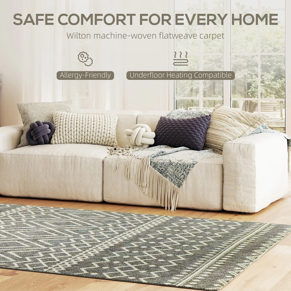 HOMCOM Dywan do użytku wewnętrznego i zewnętrznego, w stylu Boho, łatwy w czyszczeniu, Szary