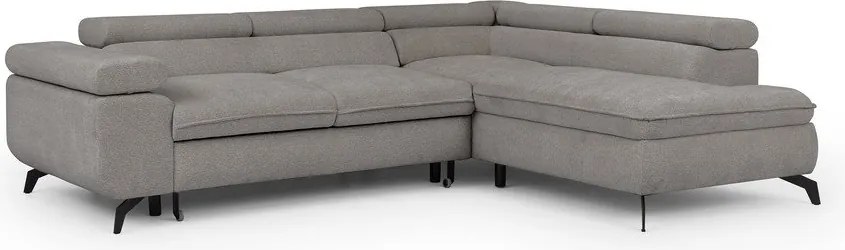 Jasnoszary narożnik z tkaniny szenilowej (prawostronny/w kształcie litery L) Marbeya – Ropez