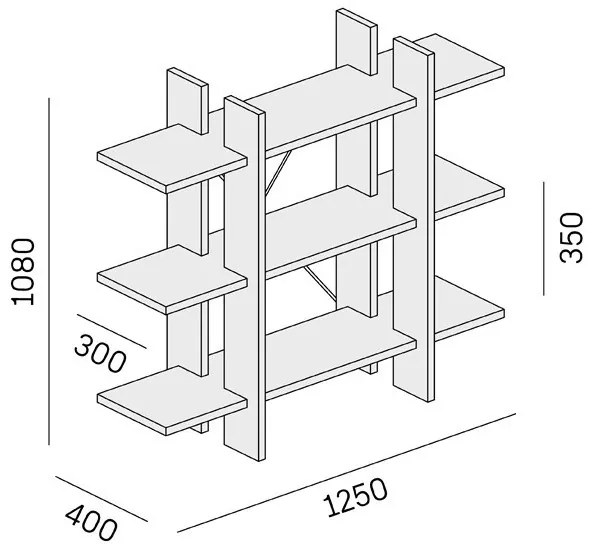 Regał biurowy niski krótki SOLID, 1250 x 400 x 1075 mm, naturalny dąb
