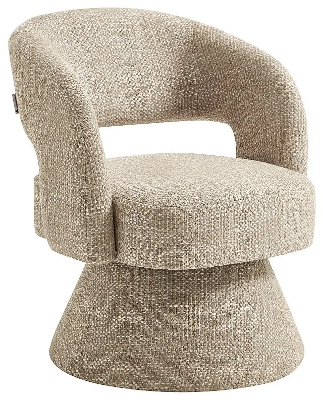 Fotel obrotowy z teksturowanej beżowej tkaniny NAROLIA