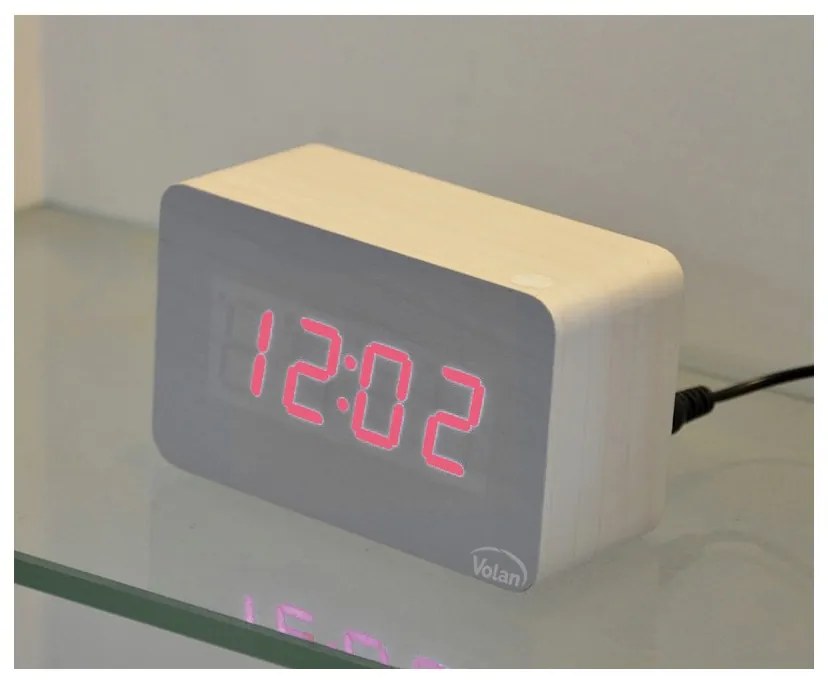 Zegar budzik drewniany led elektroniczny cyfrowy stojący - termometr + data