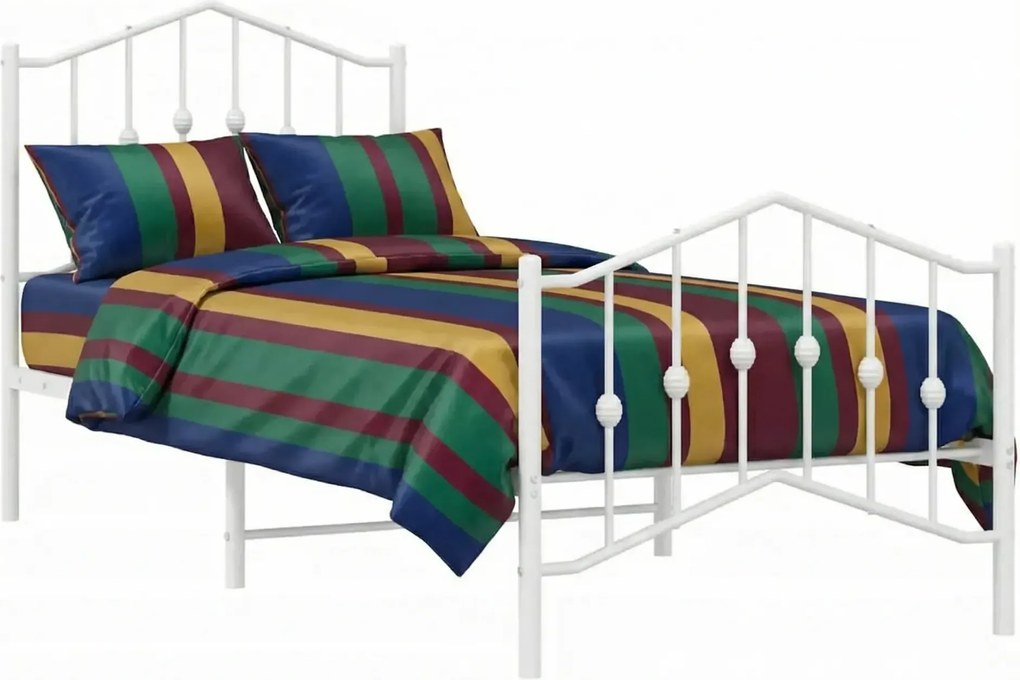 Białe metalowe łóżko pojedyncze 80x200 cm S8-N11