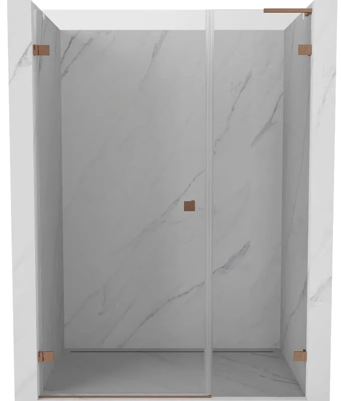 Mexen Lunar-B L drzwi prysznicowe uchylne lewe 145 cm, transparent, miedź szczotkowana - 832SL-145-050-65-00-L