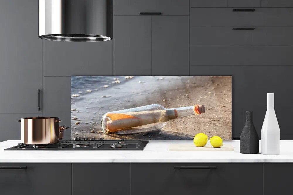 Panel Szklany List w Butelce na Piasku