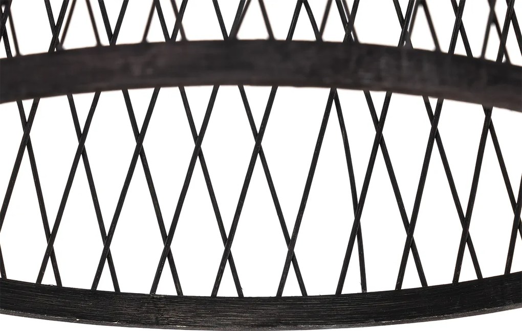 Rustykalna lampa wisząca zewnętrzna czarna rattanowa 40x55 cm - Calamus