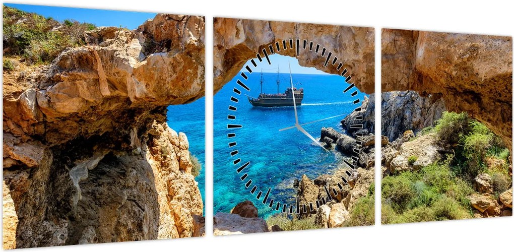 Obraz - Cape Greco (z zegarem) (90x30 cm)