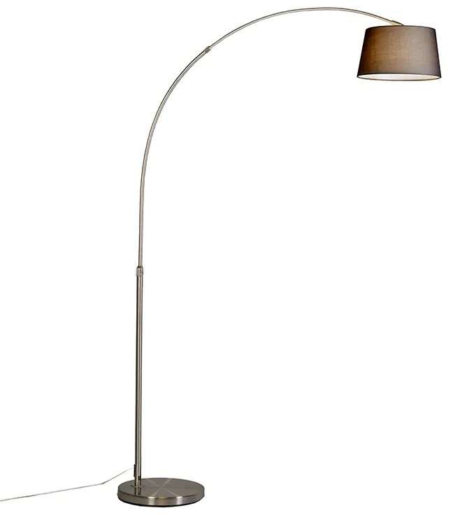 Luk Nowoczesna lampa podłogowa łukowa stalowa z czarnym abażurem z tkaniny - Arc Basic Nowoczesny Oswietlenie wewnetrzne