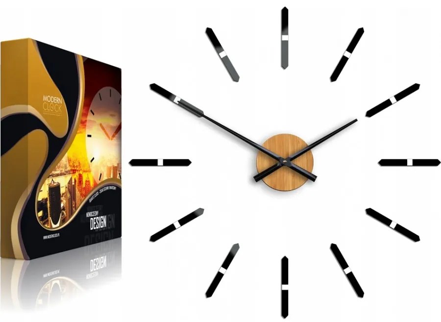 Zegar ścienny naklejany duży nowoczesny na ścianę do kuchni salonu bambus