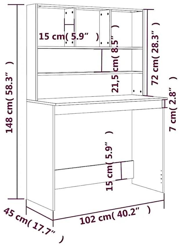 Biurko w kolorze dębu sonoma z półkami B5-N01