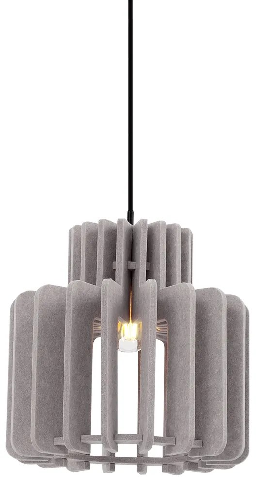 Retro Lampa Wisząca Czarna z Abażurem Taupe - Felt Retro Oswietlenie wewnetrzne