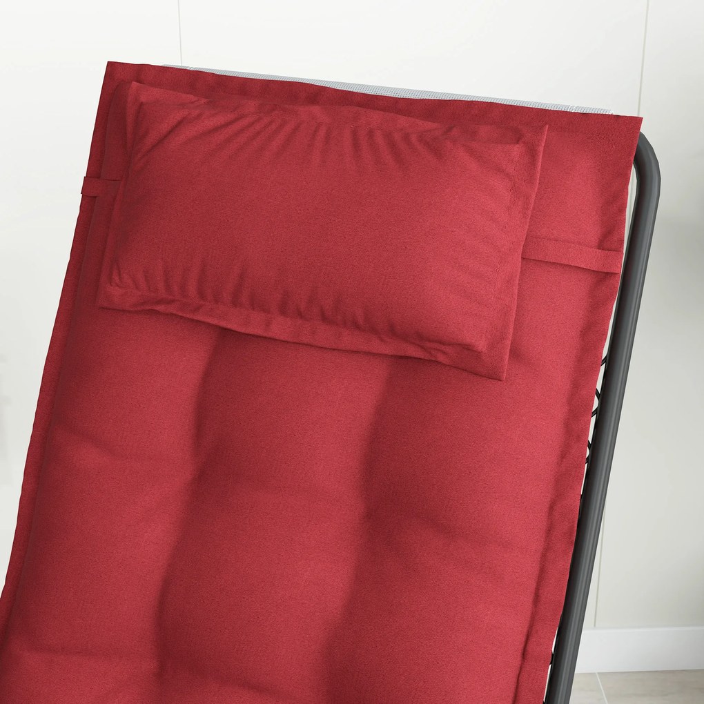 Outsunny Zestaw 2 odpornych na wodę poduszek na leżak ogrodowy 50x116x5 cm, Bordowy