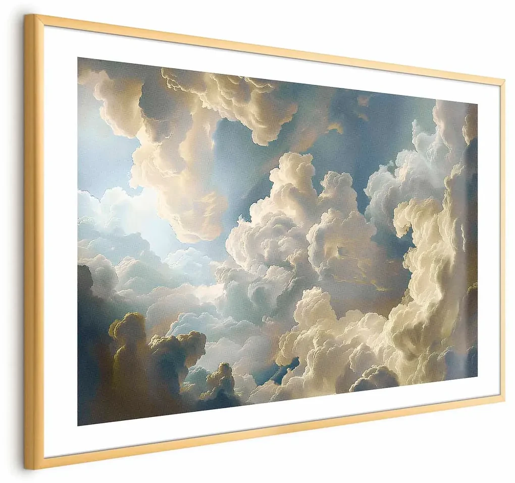 Plakat Słońce i cienie 60x40 cm z ramą złotą z marginesem ARTGEIST B