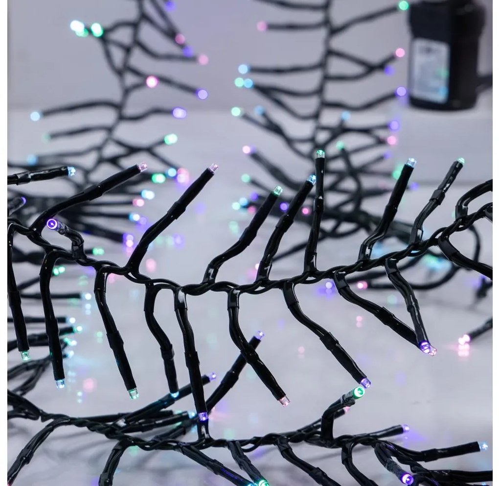 Zewnętrzny świąteczny łańcuch świetlny LED CLUSTER, 768 diod LED, 8 trybów, 9 m, IP44, ciepła biała