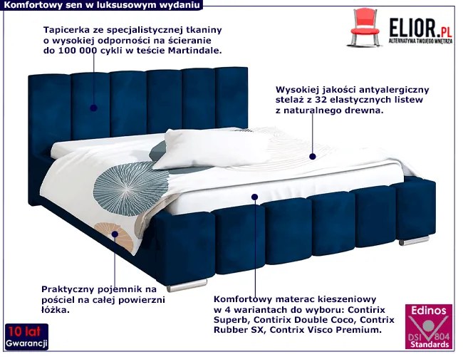 Tapicerowane łóżko 160x200 H6-K93